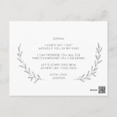Minimal Script Bridesmaid Proposal Card with Photo (Back)