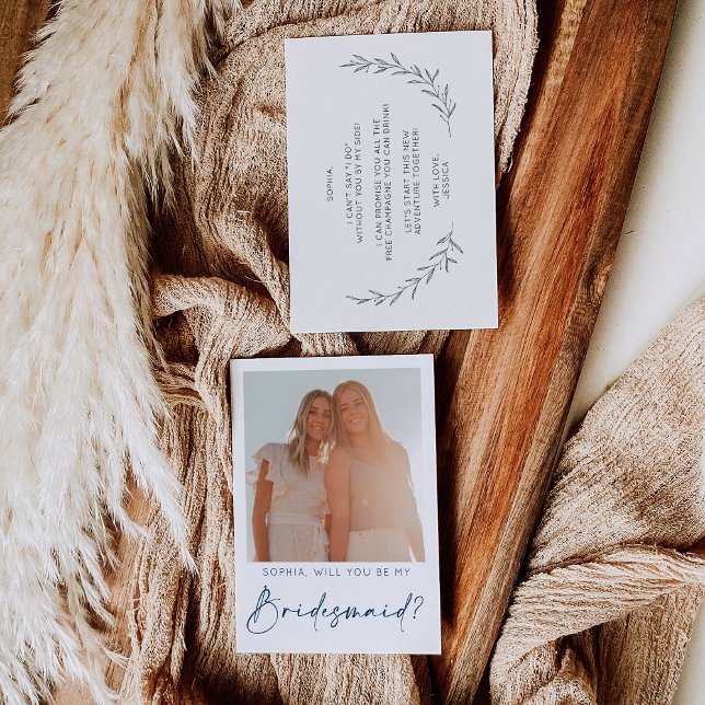 Minimal Script Bridesmaid Proposal Card with Photo (Creator Uploaded)