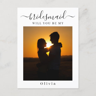 Minimal Script Bridesmaid Proposal Card with Photo