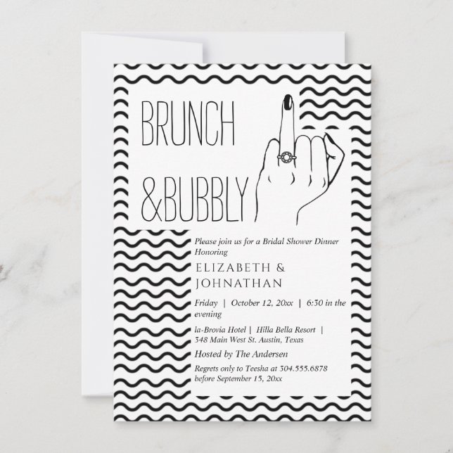 Minimal Script Brunch And Bubbly Invitation (Front)