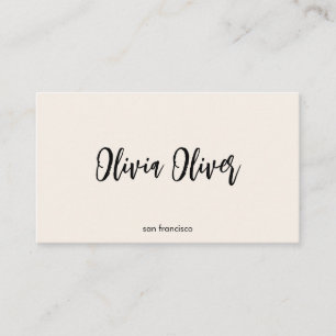 Minimal Script Calligraphy Ivory Cream Chic Modern Business Card