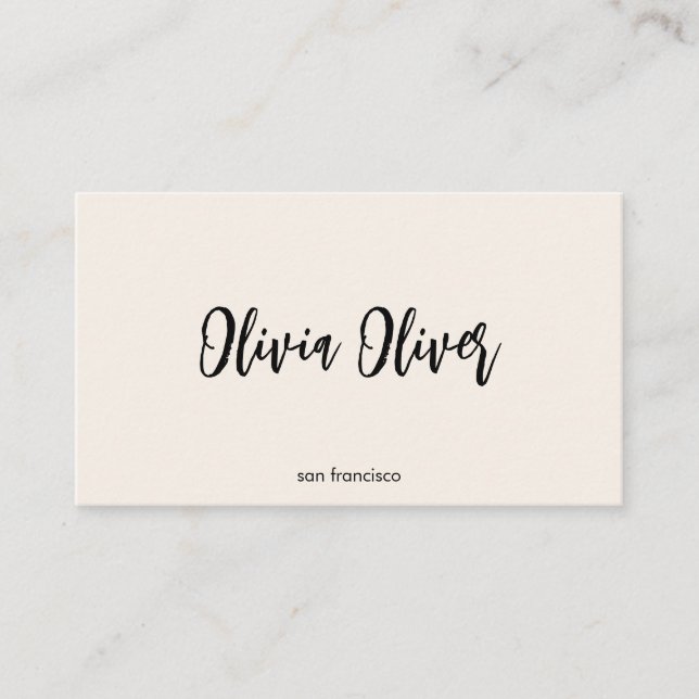 Minimal Script Calligraphy Ivory Cream Chic Modern Business Card (Front)