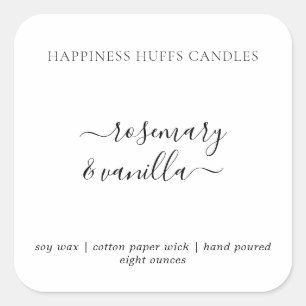 Minimal Script Candle Label Square Sticker
