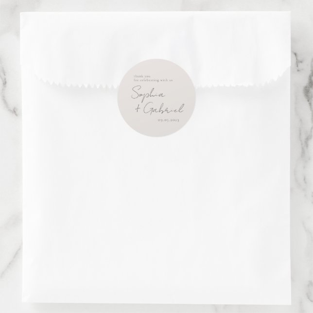 Minimal Script Classic Round Sticker (Bag)