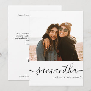 Minimal Script Custom photo Bridesmaid Proposal Invitation