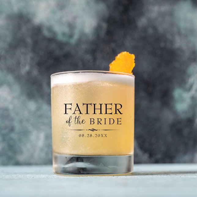 Minimal Script Custom Wedding Father Of The Bride Whiskey Glass (Creator Uploaded)