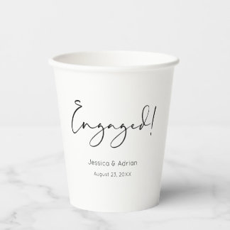 Minimal Script Engaged Engagement Party Paper Cups