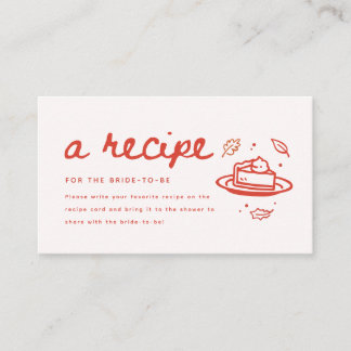 Minimal Script Fall Bridal Shower Recipe Request Enclosure Card