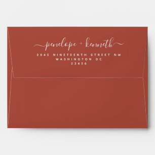 Minimal Script Floral Art Wedding   Terracotta  In Envelope