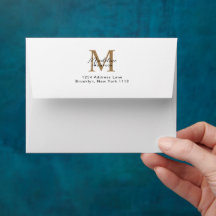 Minimal Script Gold Monogram Address White