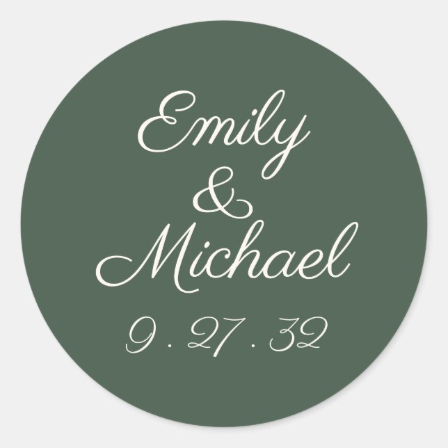 Minimal Script Highland Moss Green Names Sticker (Front)