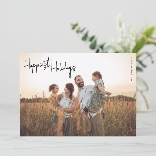 Minimal Script Holiday Photo Card (Standing Front)