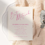 Minimal Script Hot Pink Cream Modern Bat Mitzvah Invitation<br><div class="desc">This minimalist hot pink Bat Mitzvah invitation features bold script lettering and clean modern typography for a stylish teen celebration. The bright pink color creates a confident, on-trend look while the simple layout keeps the design polished and easy to personalize. Perfect for a contemporary Bat Mitzvah ceremony and party, this...</div>