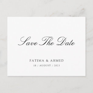 Minimal Script Islamic Muslim Save The Date Announcement Postcard