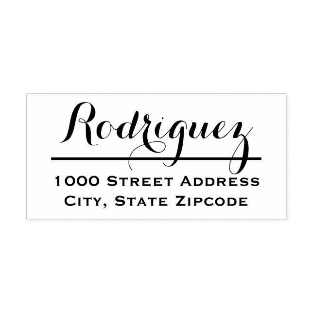 Minimal Script Last Name Return Address Rubber Stamp (Imprint)