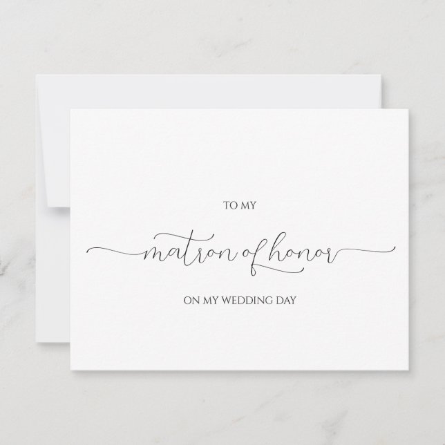 Minimal Script Matron of Honour Thank You Card (Front)