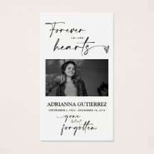 Minimal Script Memorial Photo Sympathy Prayer Card