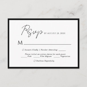 Minimal Script Menu Choice Black Wedding Rsvp