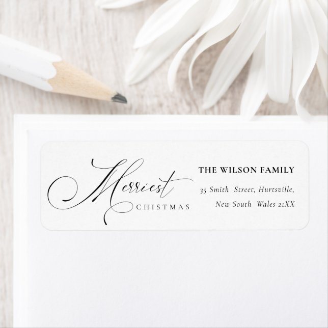 Minimal Script Merriest Christmas Greeting Address (Insitu)