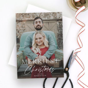 Minimal Script Merriest Christmas Photo Holiday Card