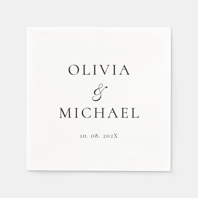 Minimal Script Minimalist Wedding Napkin (Front)