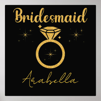 Minimal Script Modern Bridesmaid  Foil Prints