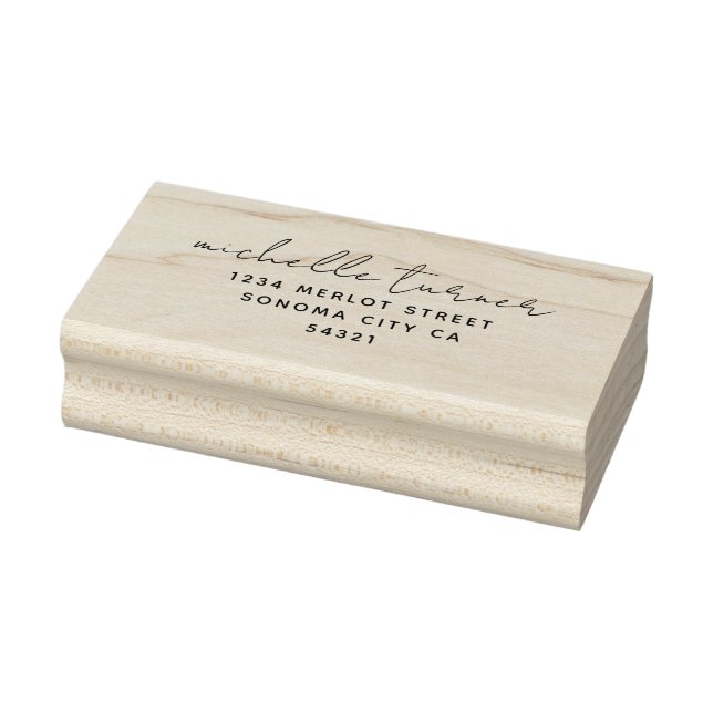 Minimal Script Modern Return Address  Rubber Stamp (Stamp)