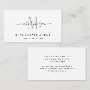 Minimal Script Monogram Luxury Realtor Business Card