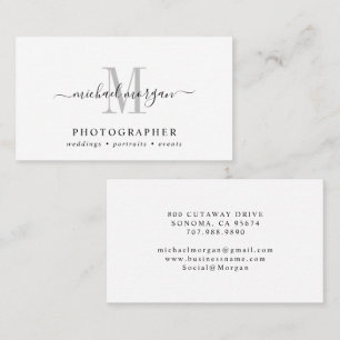 Minimal Script Monogram Photographer Business Card