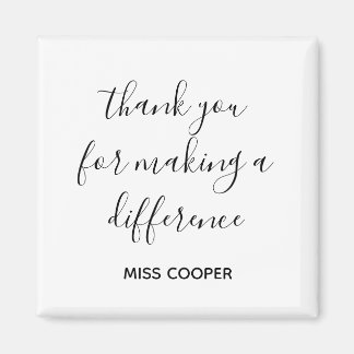 Minimal Script Monogram Teacher Thank You  Magnet