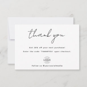 Minimal Script Own Logo Business Thank You Card