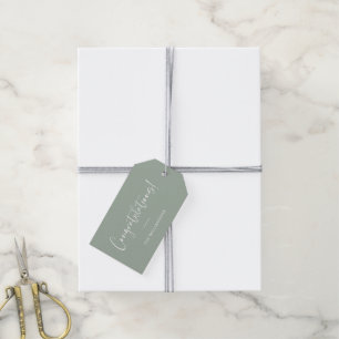 Minimal Script Personalised Congratulations Sage Gift Tags