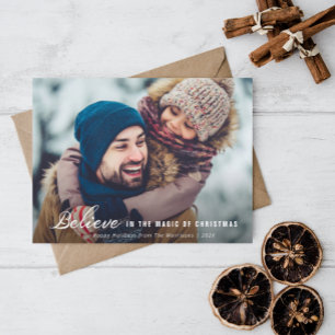 minimal script photo christmas greeting card