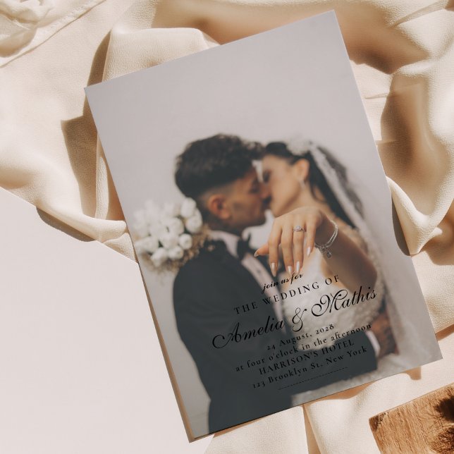 Minimal Script Photo Wedding Invitation (Creator Uploaded)