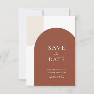 Minimal Script Rustic Terracotta Boho Arch Wedding Save The Date