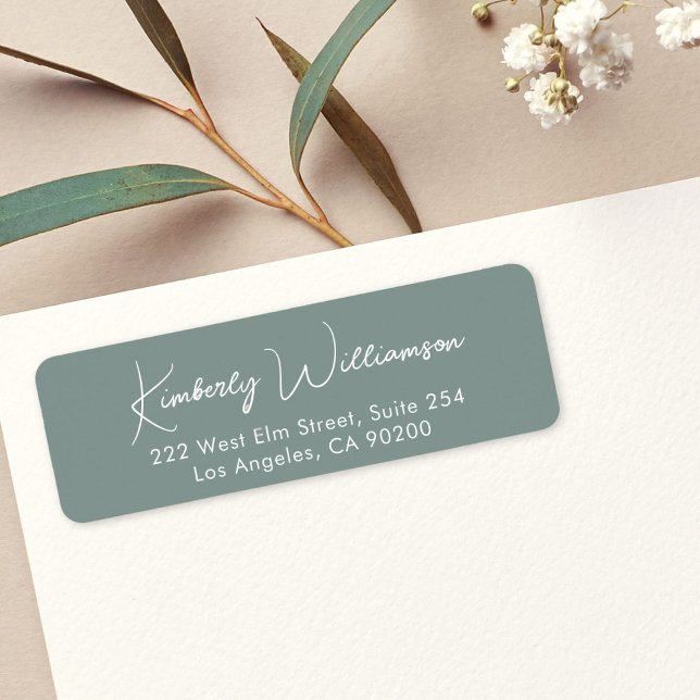 Minimal Script Sage Green Return Address (Creator Uploaded)