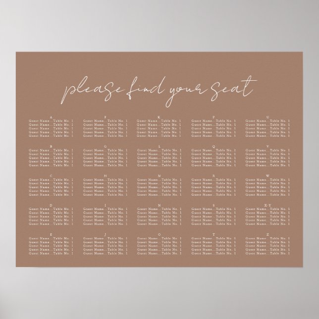 Minimal script, Seating Chart (Front)