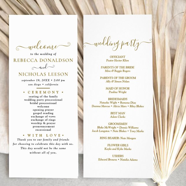 Minimal Script Text Wedding Program Rack Card (Creator Uploaded)