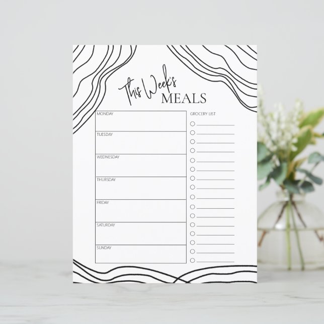 Minimal Script Text Weekly Meal Planner (Standing Front)