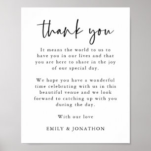 Minimal Script Thank You Letter to Wedding Guests Poster