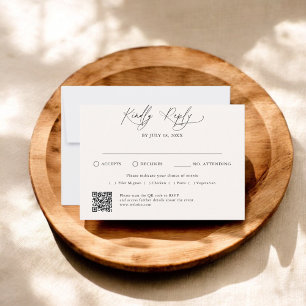 Minimal Script Traditional QR Code RSVP Card