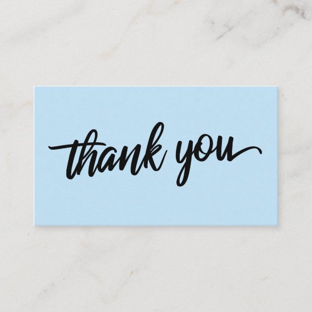 Minimal Script Typography Baby Blue Thank You Enclosure Card (Front)