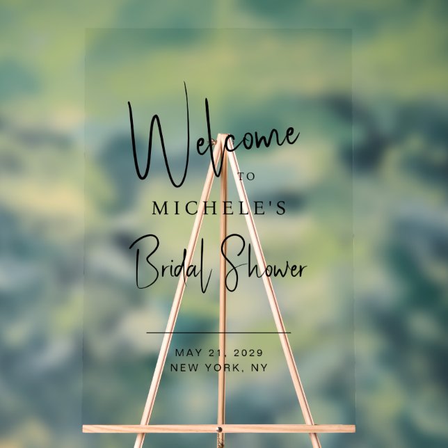 Minimal Script Typography Bridal Shower Welcome Acrylic Sign (Neutral)
