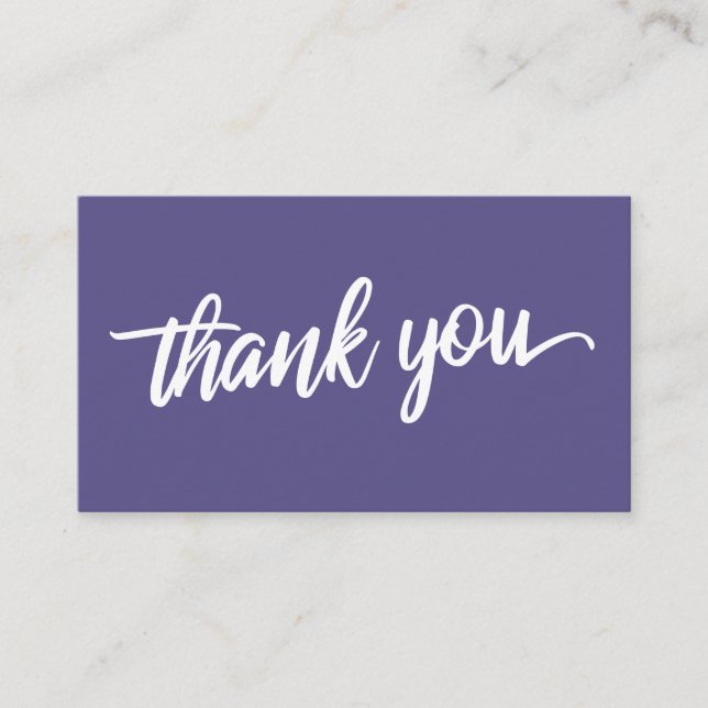 Minimal Script Typography Dusty Purple Thank You Enclosure Card (Front)