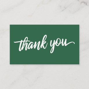 Minimal Script Typography Leaf Green Thank You Enclosure Card