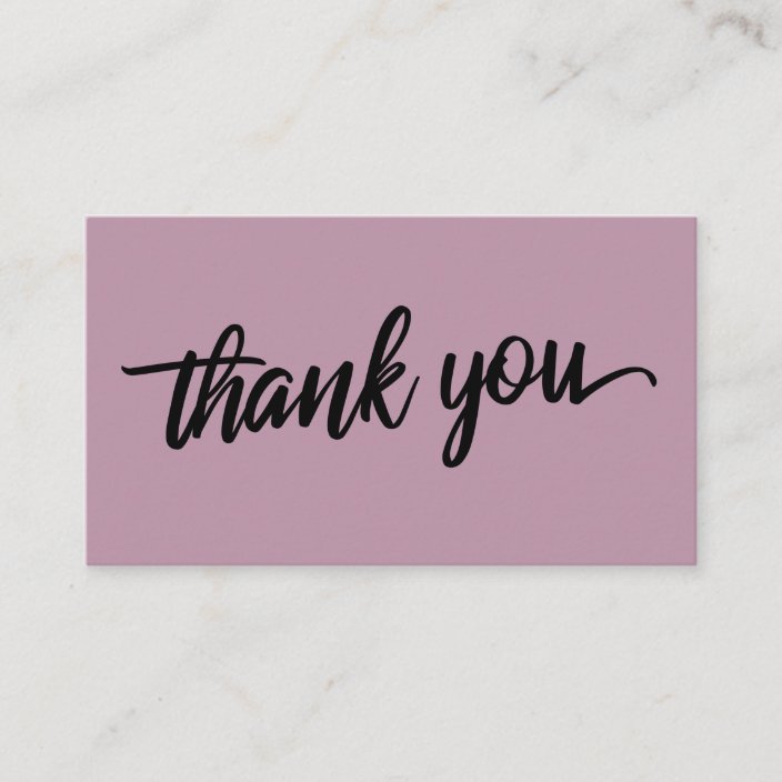 Minimal Script Typography Medium Mauve Thank You Enclosure Card ...