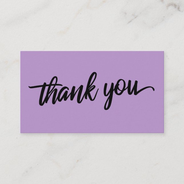 Minimal Script Typography Purple Thank You Enclosure Card (Front)