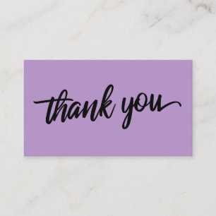 Minimal Script Typography Purple Thank You Enclosure Card