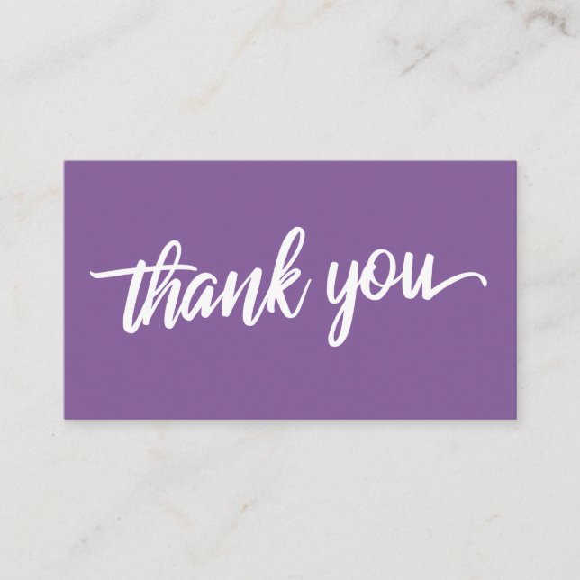 Minimal Script Typography Purple Thank You Enclosure Card (Front)