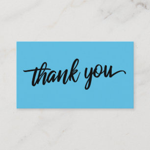 Minimal Script Typography Scuba Blue Thank You Enclosure Card